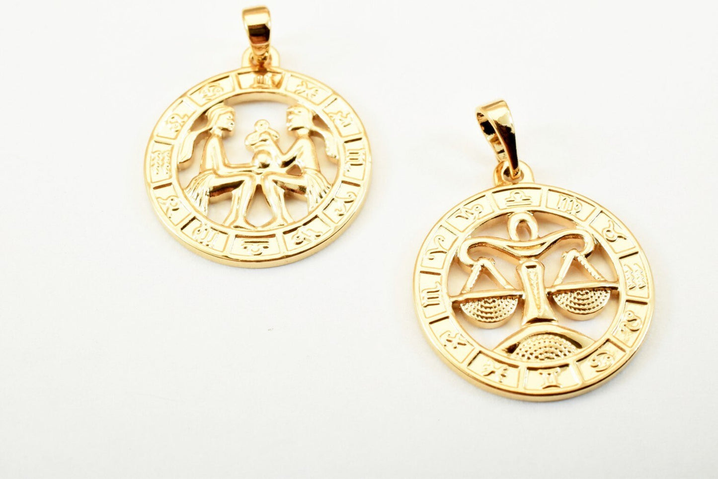 Zodiac Charm Pendants Gold Filled Alternative Horoscope Constellation Jewelry 22x19.5mm