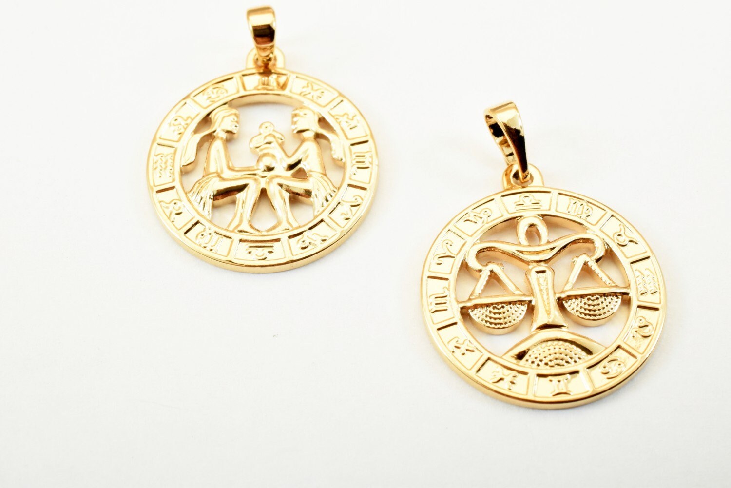 Zodiac Charm Pendants Gold Filled Alternative Horoscope Constellation Jewelry 22x19.5mm