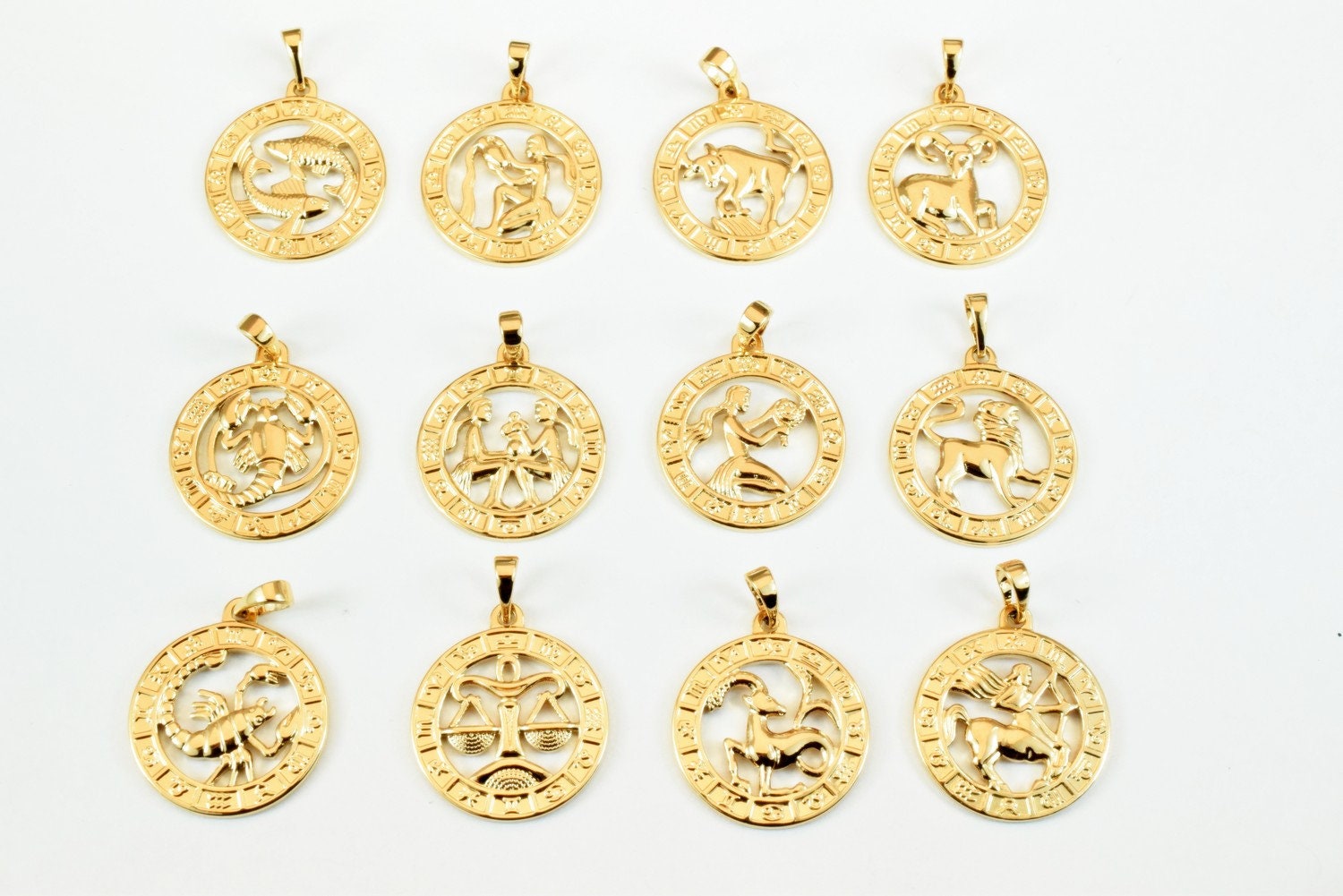 Zodiac Charm Pendants Gold Filled Alternative Horoscope Constellation Jewelry 22x19.5mm