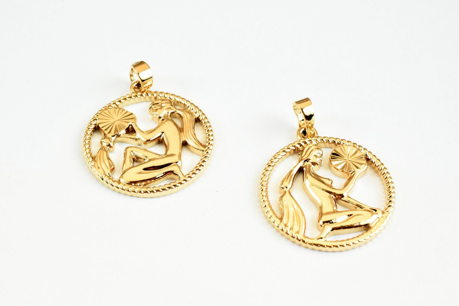 Zodiac Charm Pendant Horoscope Coin Gold Filled Alternative – 23x20mm Jewelry Making