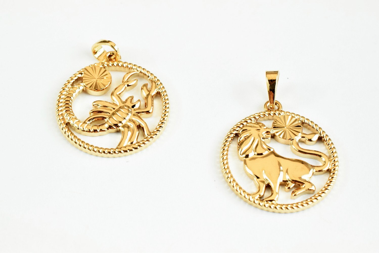 Zodiac Charm Pendant Horoscope Coin Gold Filled Alternative – 23x20mm Jewelry Making