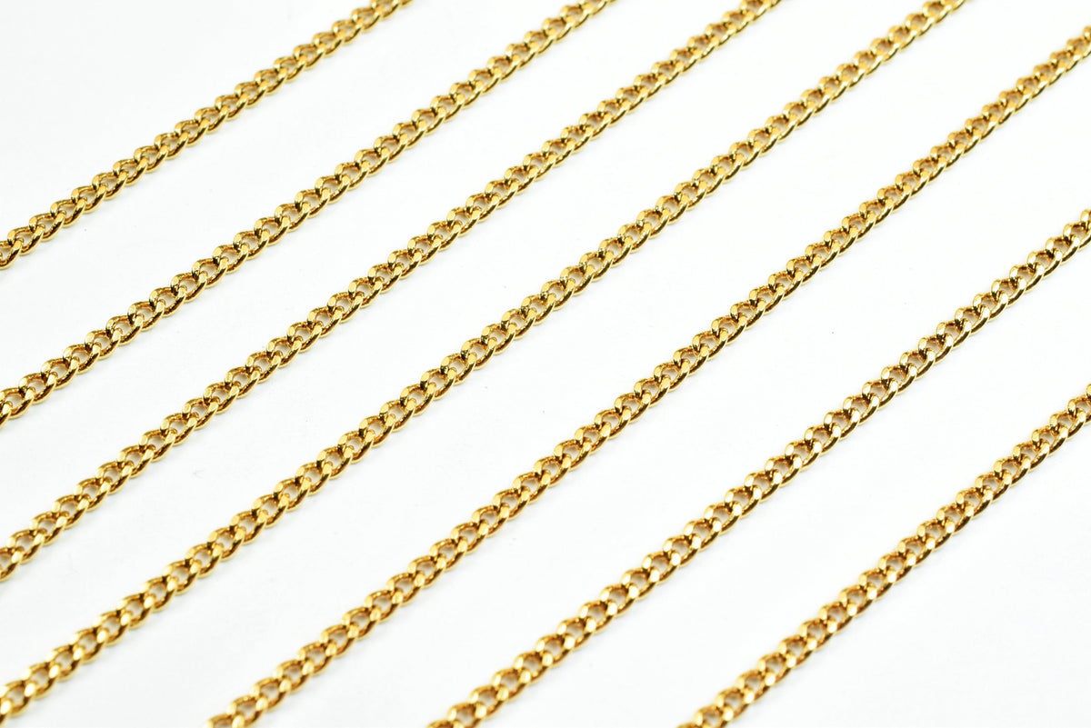 1.5mm Cuban Link Gold Filled EP Chain 18K GFC011H Sold by Foot jewelry making supplies