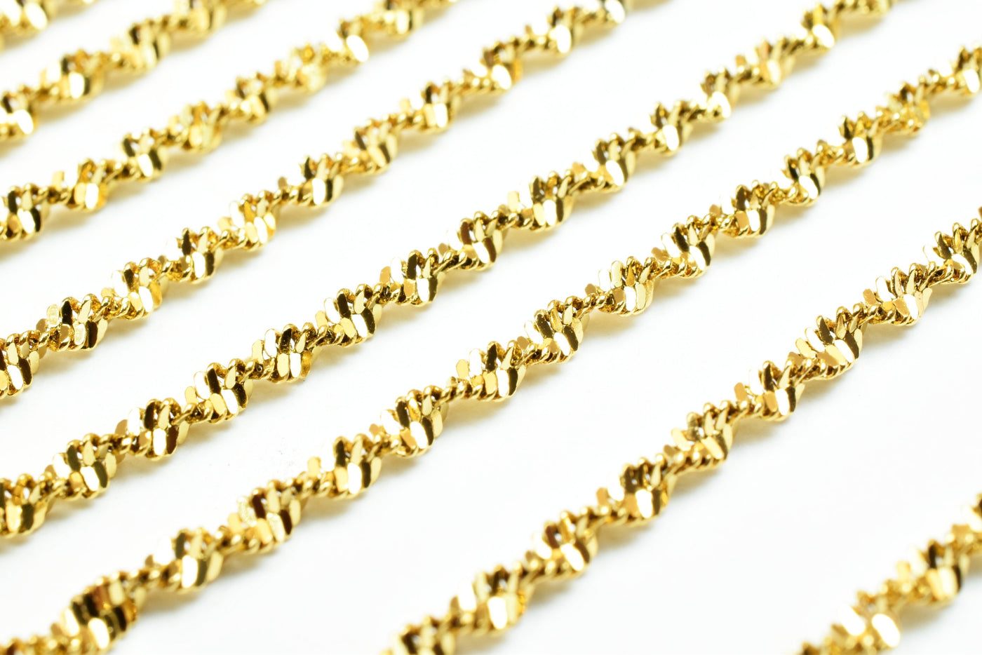2.1mm Gold Plated Twisted Snake Chain 18K GFC027 Sold by Foot jewelry making supplies - detail image 4