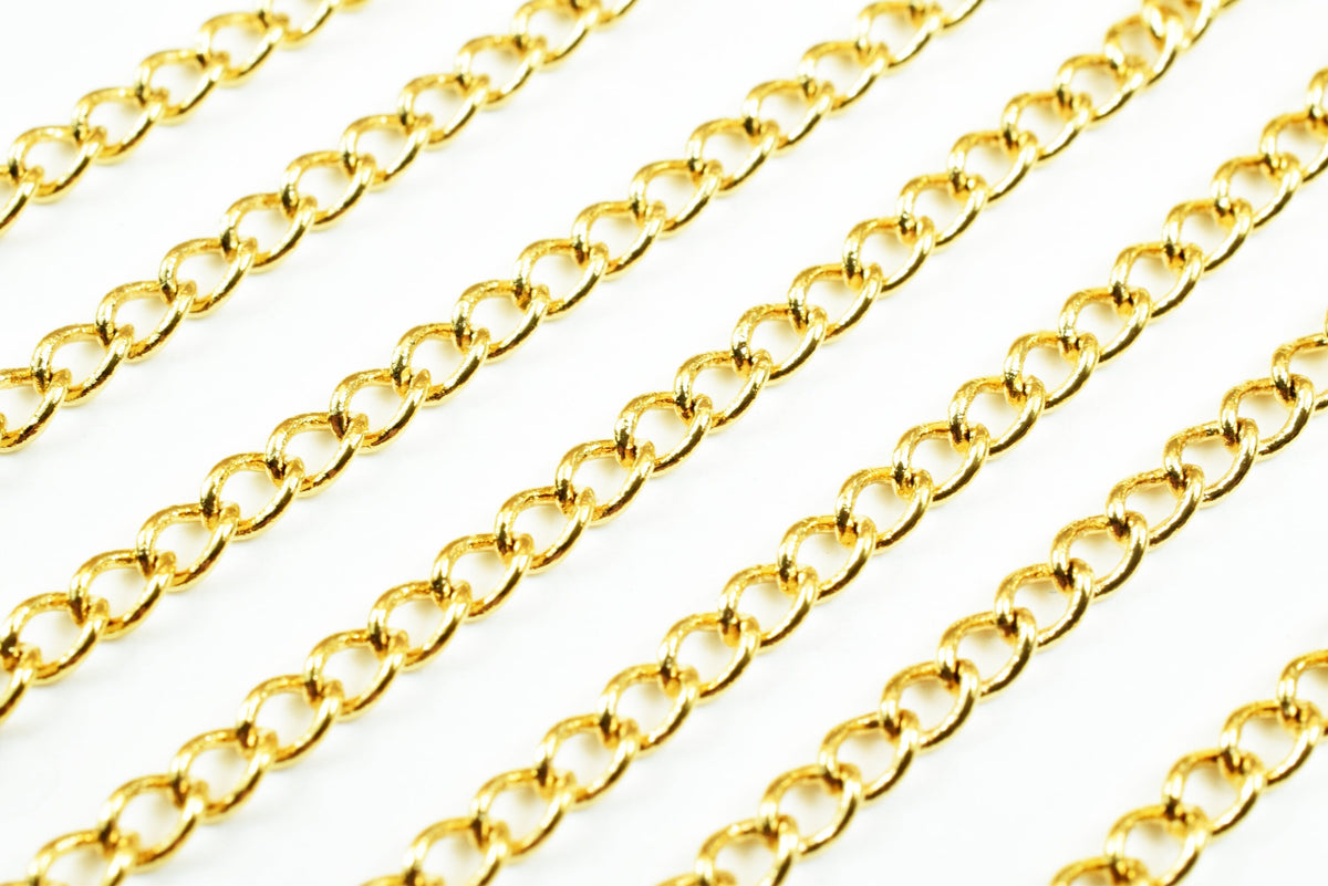 18K Gold Plated* tarnish resistant Cable Chain, Link Chain GFC068 Sold by Foot For Jewelry Making jewelry making supplies...