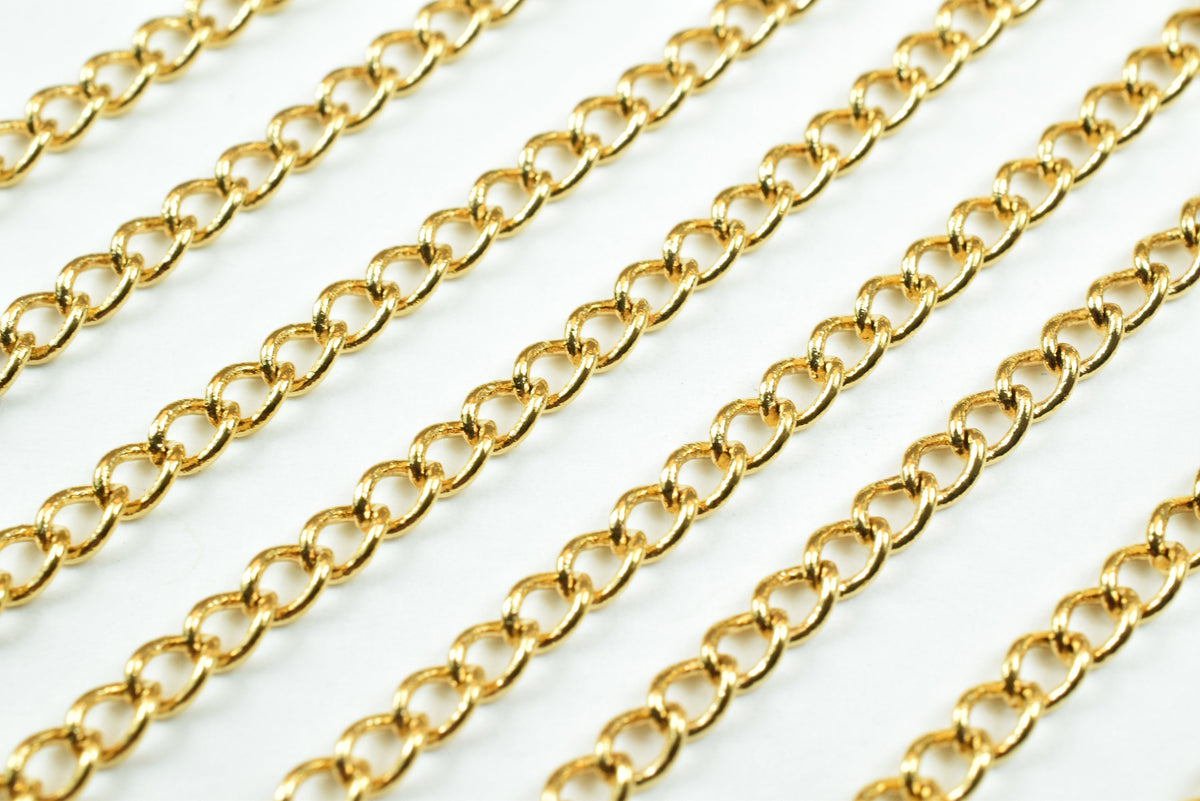 18K Gold Plated* tarnish resistant Cable Chain, Link Chain GFC068 Sold by Foot For Jewelry Making jewelry making supplies...