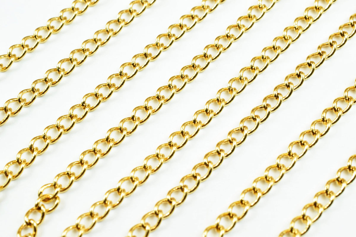 18K Gold Plated* tarnish resistant Cable Chain, Link Chain GFC068 Sold by Foot For Jewelry Making jewelry making supplies...