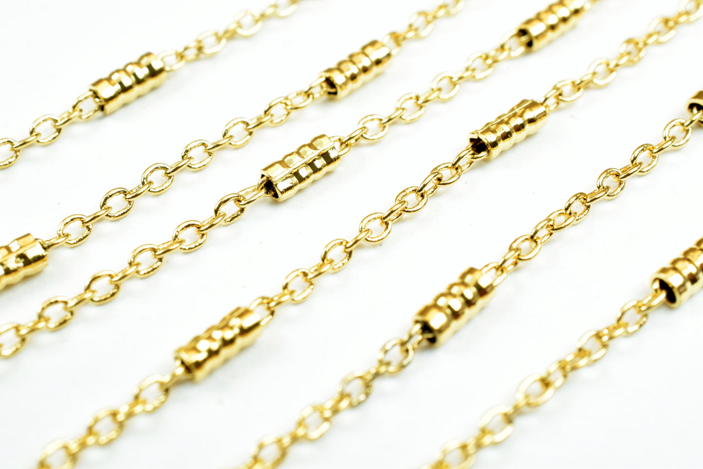 18K Gold Plated* tarnish resistant Bar Chain, Cable Chain, Bar Size 2mm Chain Size 1mm for Jewelry Making GFC050 Sold by F...