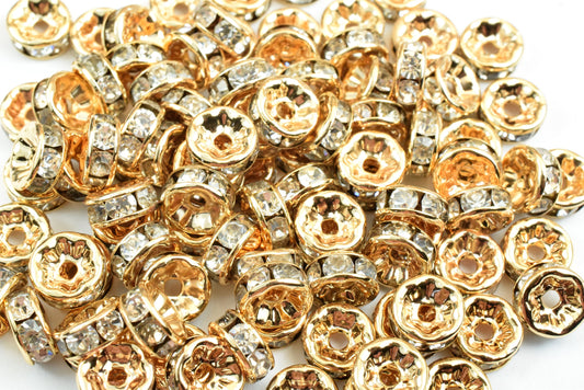 7mm as as Gold Filled* tarnish resistant Rhinestone Spacer Roundel, GF5041 jewelry making supplies