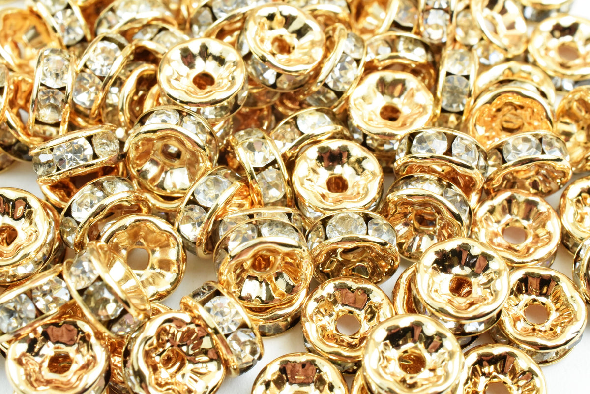 6mm Gold Filled* Rhinestone Spacer Roundelle, 18K  Gold Filled* Roundel Finding, For Jewelry Making GF5031 jewelry making...