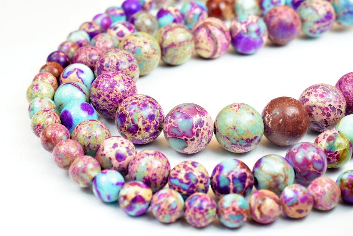 Purple Blue Impression Jasper Beads 6mm, 8mm, 10mm Round Imperial Impression natural healing stone chakra stones for Jewel...