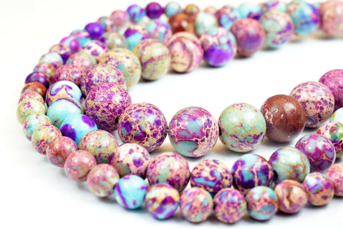 Purple Blue Impression Jasper Beads 6mm, 8mm, 10mm Round Imperial Impression natural healing stone chakra stones for Jewel...
