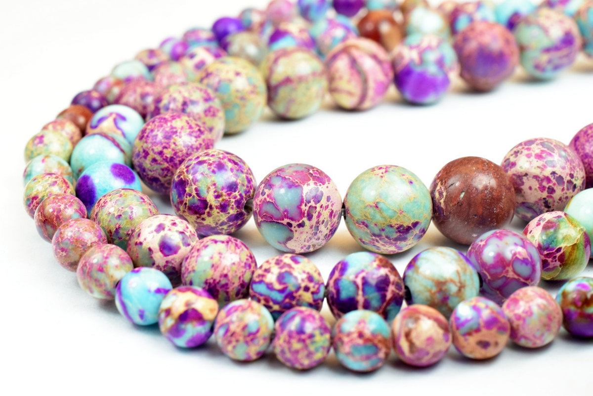 Purple Blue Impression Jasper Beads 6mm, 8mm, 10mm Round Imperial Impression natural healing stone chakra stones for Jewel...
