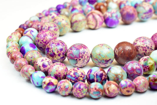 Purple Blue Impression Jasper Beads 6mm, 8mm, 10mm Round Imperial Impression natural healing stone chakra stones for Jewel...