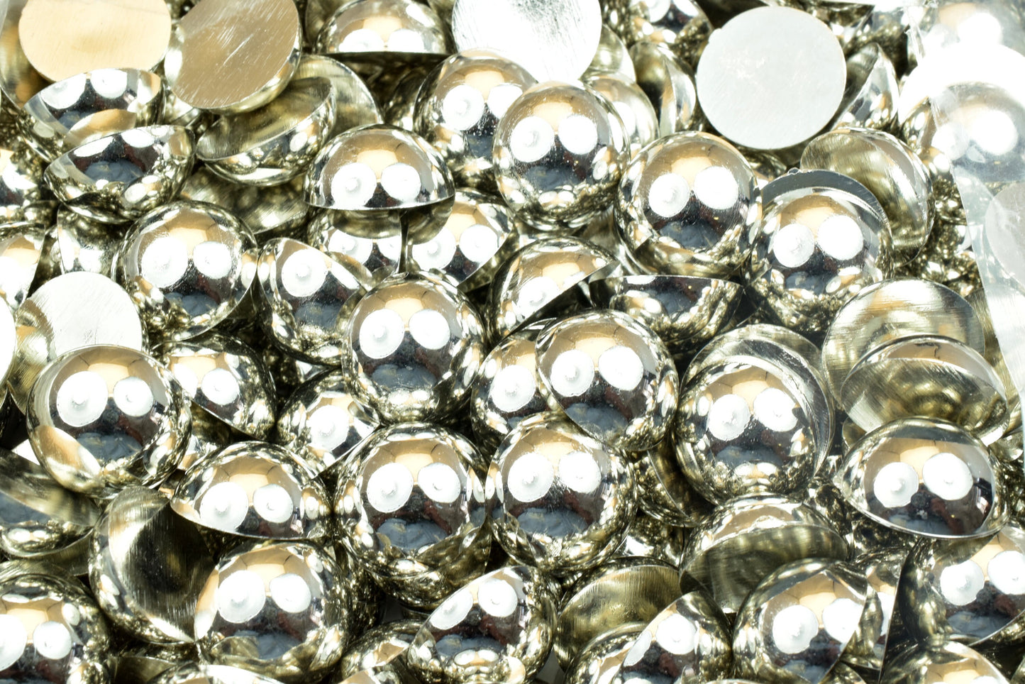 Decoden Flat Back Silver Pearls: Half Pearl Craft Beads, Mixed Sizes Acrylic Plastic (4mm to 20mm, Jewelry & Shoe Decor)
