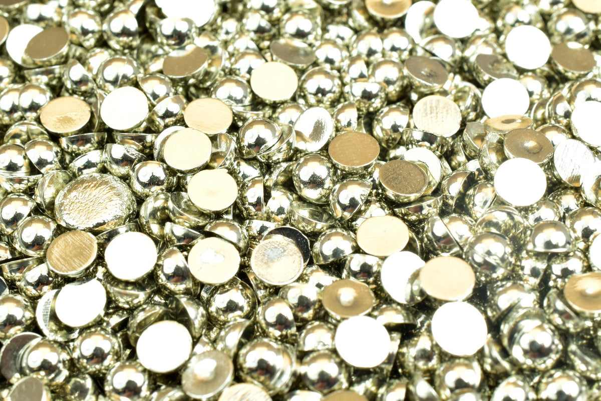 Decoden Flat Back Silver Pearls: Half Pearl Craft Beads, Mixed Sizes Acrylic Plastic (4mm to 20mm, Jewelry & Shoe Decor)