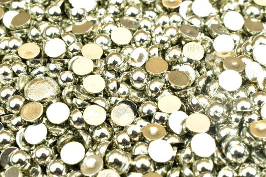 Decoden Flat Back Silver Pearls: Half Pearl Craft Beads, Mixed Sizes Acrylic Plastic (4mm to 20mm, Jewelry & Shoe Decor)