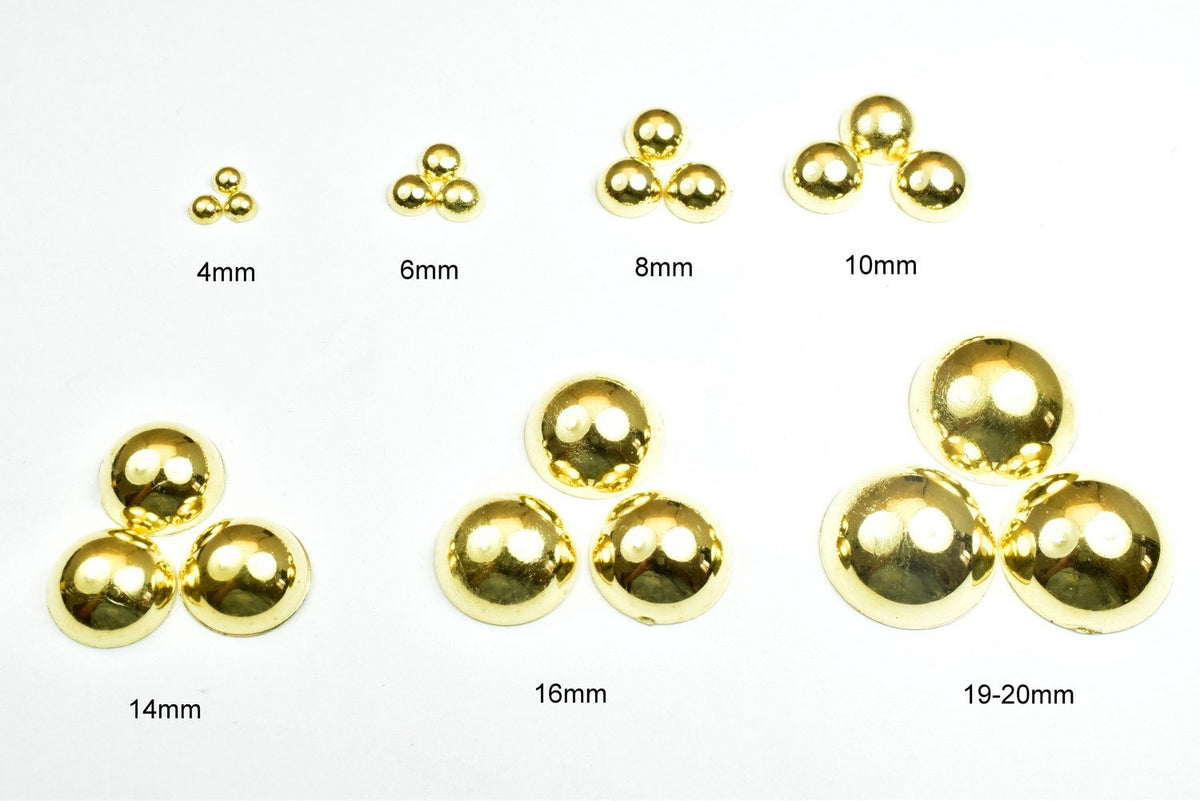 Decoden Flat Back Gold Pearls: Assorted Sizes 4-20mm - Acrylic Half Pearls, DIY Crafting, Shoe and Clothing Decoration