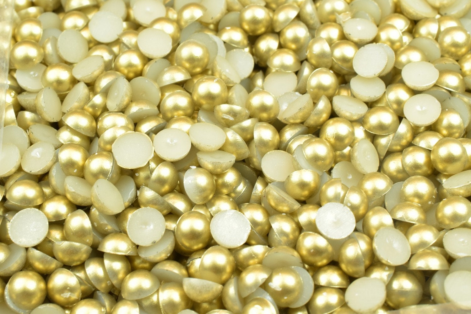Matte Gold Pearls Flat Back: Decoden Half Pearls, Multiple Sizes | Acrylic Plastic, Jewelry & Craft Embellishments