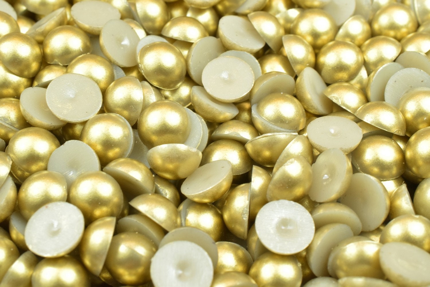 Matte Gold Pearls Flat Back: Decoden Half Pearls, Multiple Sizes | Acrylic Plastic, Jewelry & Craft Embellishments