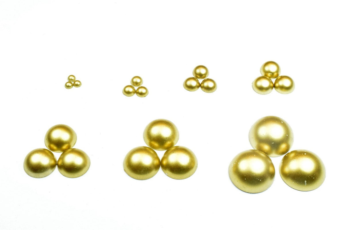 Matte Gold Pearls Flat Back: Decoden Half Pearls, Multiple Sizes | Acrylic Plastic, Jewelry & Craft Embellishments