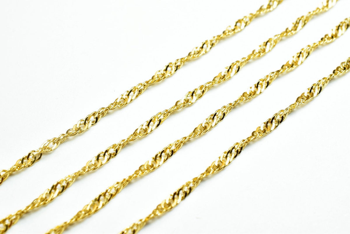 2.5mm 18K as Gold Filled* Singapore Chain 19 1/2" Inch, Thickness 0.5mm as Gold Filled* Chain Finding Chain for Jewelry Ma...