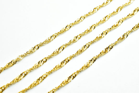 2.5mm 18K as Gold Filled* Singapore Chain 19 1/2" Inch, Thickness 0.5mm as Gold Filled* Chain Finding Chain for Jewelry Ma...