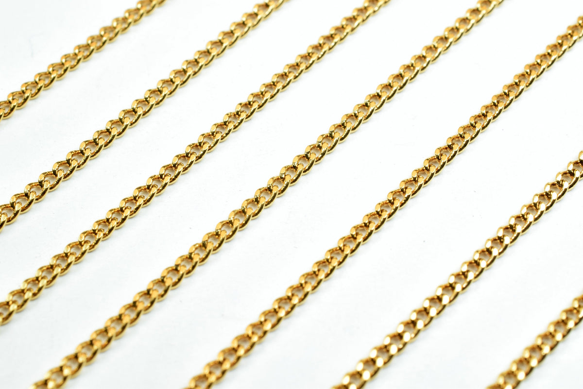 1.5mm Cuban Link Gold Filled EP Chain 18K GFC011H Sold by Foot jewelry making supplies - detail image 2