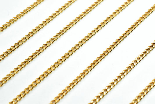 1.5mm Cuban Link Gold Filled EP Chain 18K GFC011H Sold by Foot jewelry making supplies - detail image 2