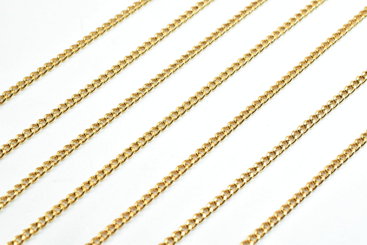 1.5mm Cuban Link Gold Filled EP Chain 18K GFC011H Sold by Foot jewelry making supplies - detail image 5