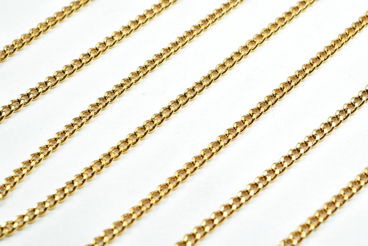 1.5mm Cuban Link Gold Filled EP Chain 18K GFC011H Sold by Foot jewelry making supplies - detail image 3