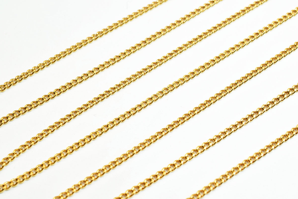 1.5mm Cuban Link Gold Filled EP Chain 18K GFC011H Sold by Foot jewelry making supplies - detail image 6