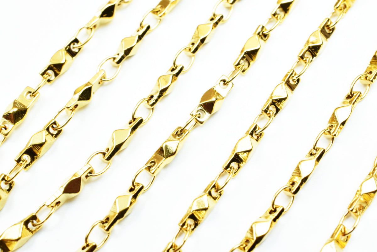 Gold Plated* tarnish resistant Bar Chain 18K Size2.5mm for Jewelry Making GFC53 Sold by Foot jewelry making supplies - det...