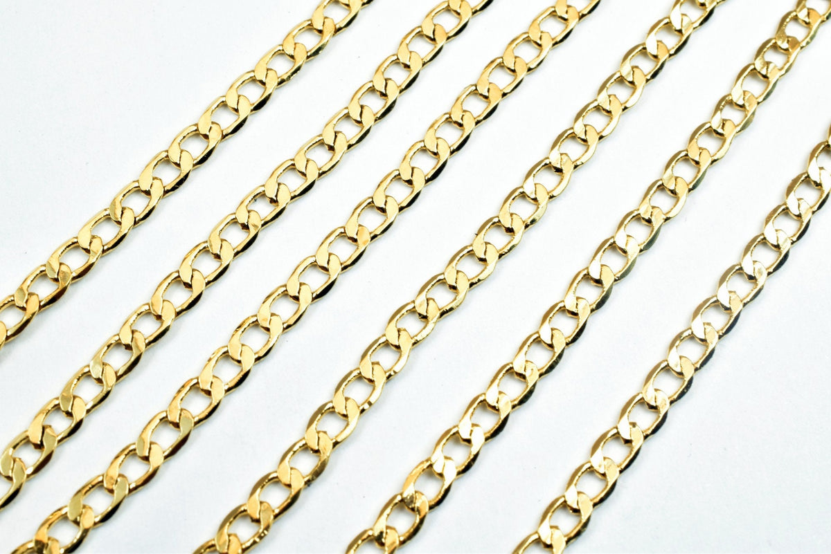 17 1/4" 18K Gold Filled EP Figaro Curb Chain Width 3mm, Thickness 1mm Bohemian Findings Jewelry For Jewelry Making jewelry...