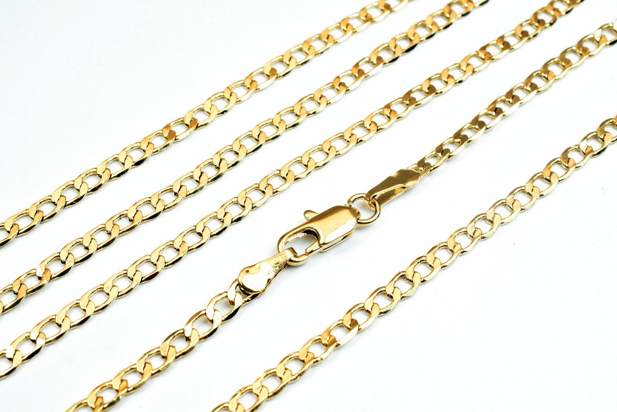 17 1/4" 18K Gold Filled EP Figaro Curb Chain Width 3mm, Thickness 1mm Bohemian Findings Jewelry For Jewelry Making jewelry...