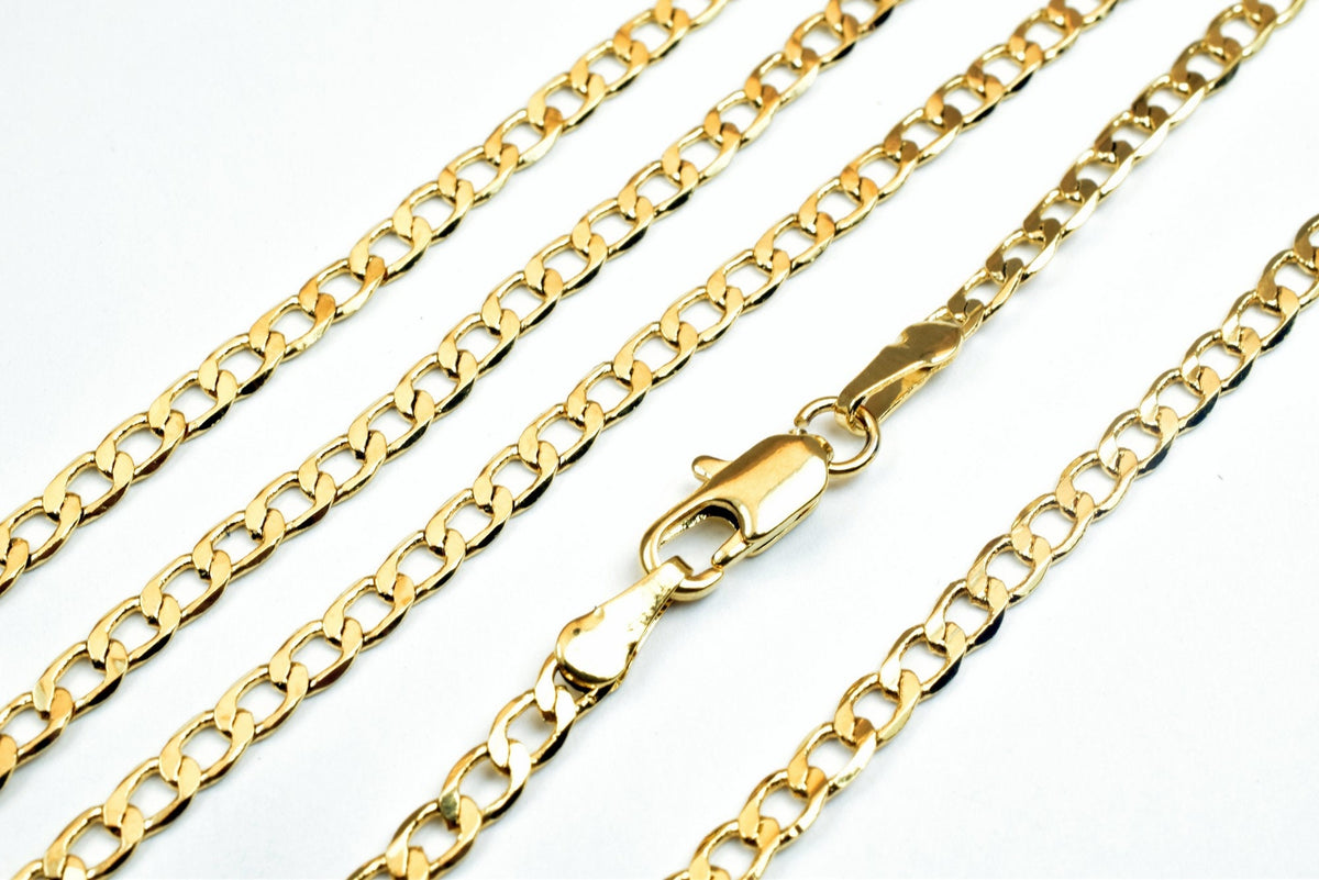 17 1/4" 18K Gold Filled EP Figaro Curb Chain Width 3mm, Thickness 1mm Bohemian Findings Jewelry For Jewelry Making jewelry...