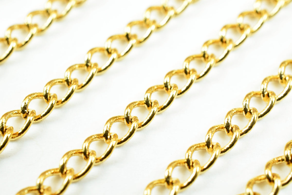 18K Gold Plated* tarnish resistant Cable Chain, Link Chain GFC068 Sold by Foot For Jewelry Making jewelry making supplies...