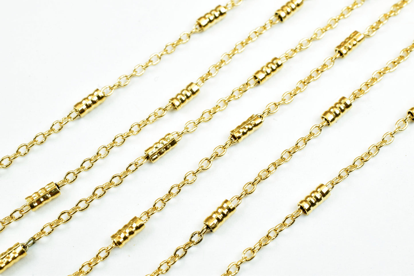 18K Gold Plated* tarnish resistant Bar Chain, Cable Chain, Bar Size 2mm Chain Size 1mm for Jewelry Making GFC050 Sold by F...
