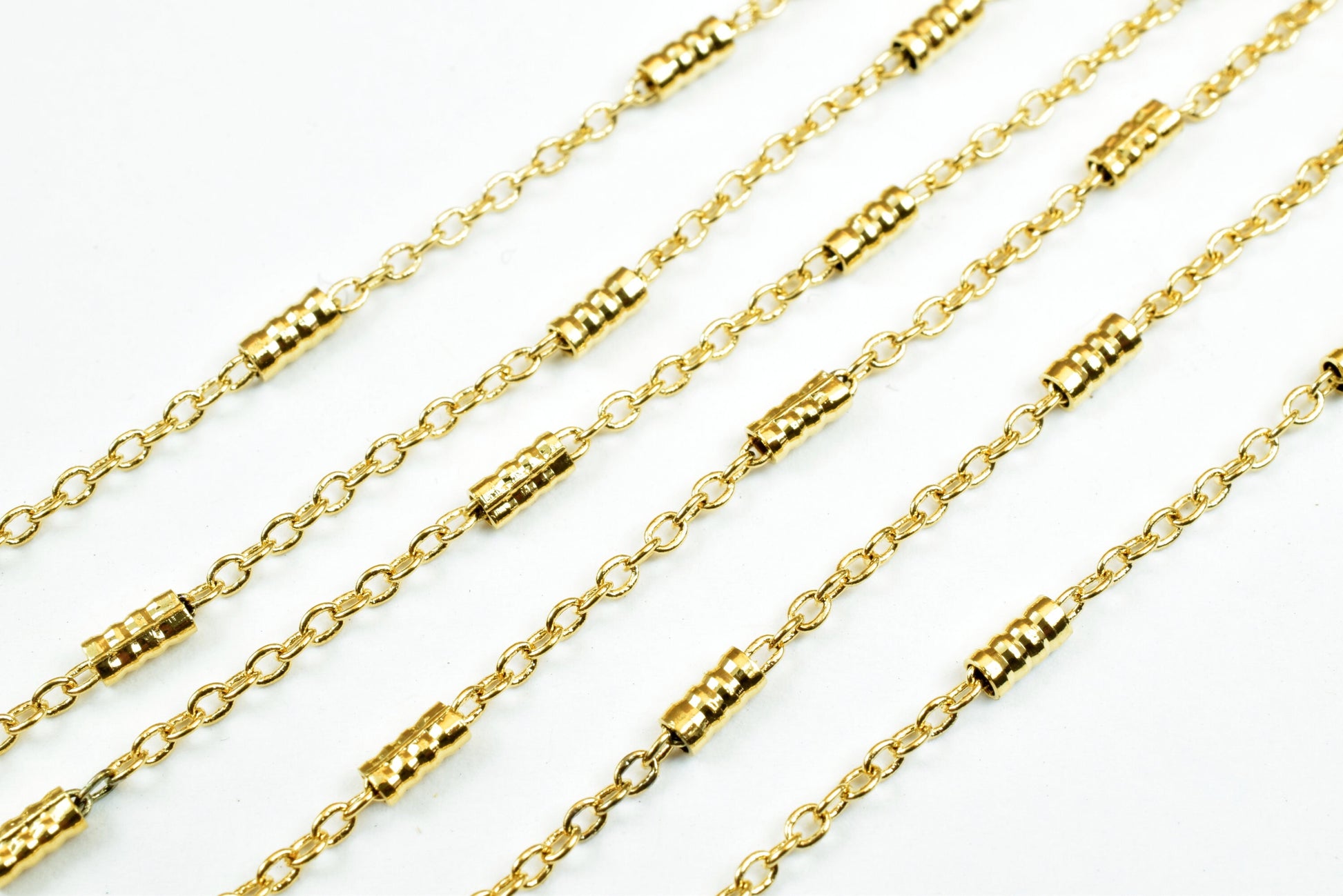 18K Gold Plated* tarnish resistant Bar Chain, Cable Chain, Bar Size 2mm Chain Size 1mm for Jewelry Making GFC050 Sold by F...