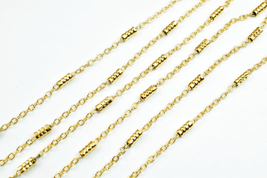 18K Gold Plated* tarnish resistant Bar Chain, Cable Chain, Bar Size 2mm Chain Size 1mm for Jewelry Making GFC050 Sold by F...