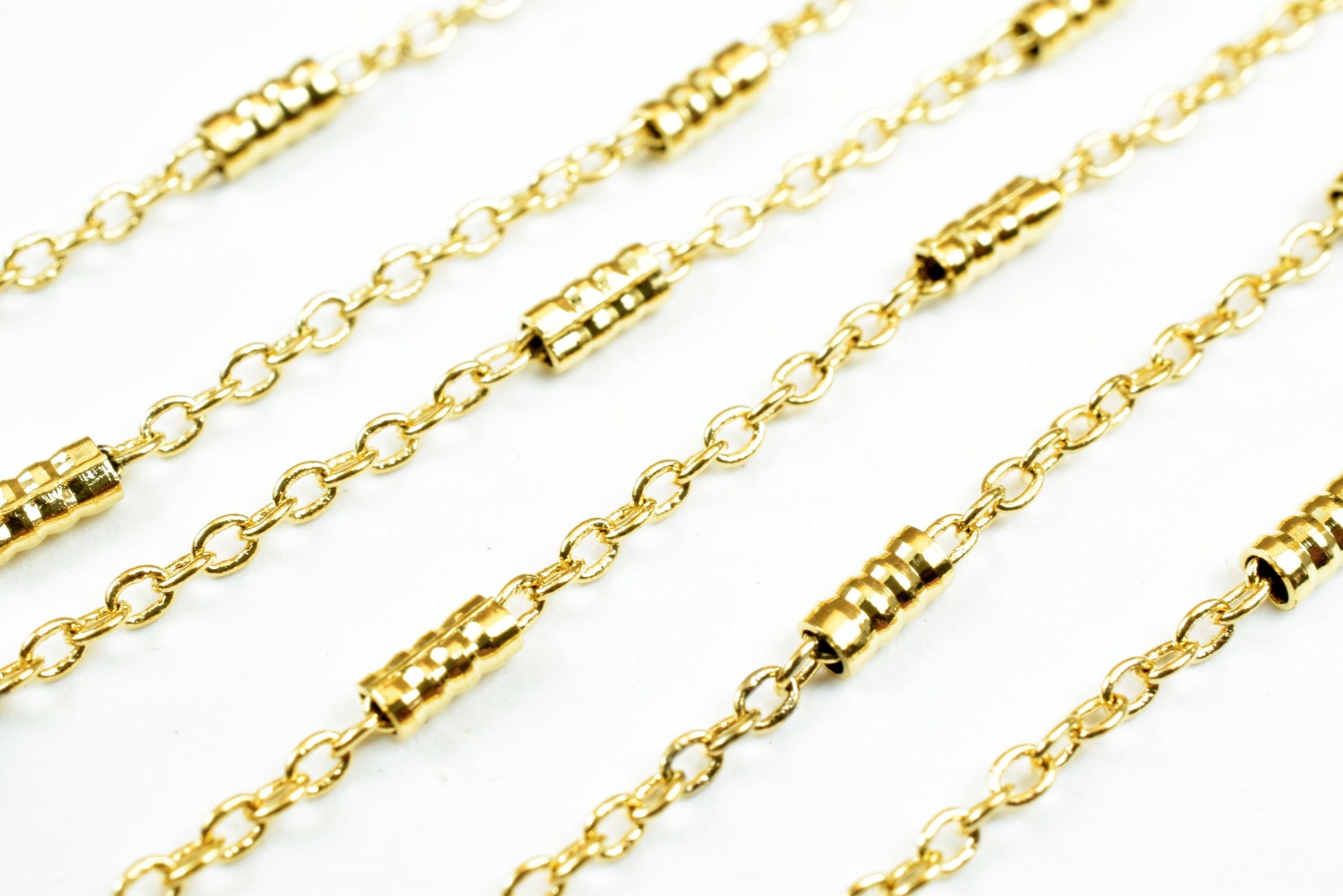 18K Gold Plated* tarnish resistant Bar Chain, Cable Chain, Bar Size 2mm Chain Size 1mm for Jewelry Making GFC050 Sold by F...