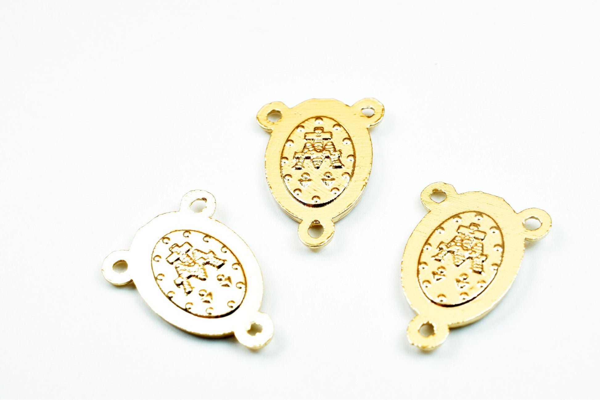 Virgin Mother Mary Rosary Connector: 18K Tarnish Resistant Gold, Durable Religious Medal | Base, Tarnish Resistant | 20x14.5mm