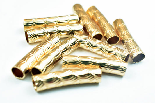18K as Gold Filled* Tube 4x17mm 18K as Gold Filled* Diamond Cut Curve Tube Jewelry Finding Part For Jewelry Making jewelry...