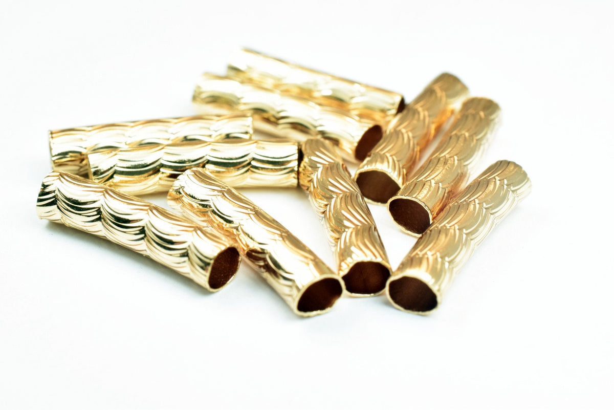 18K as Gold Filled* Tube 4x17mm 18K as Gold Filled* Diamond Cut Curve Tube Jewelry Finding Part For Jewelry Making jewelry...