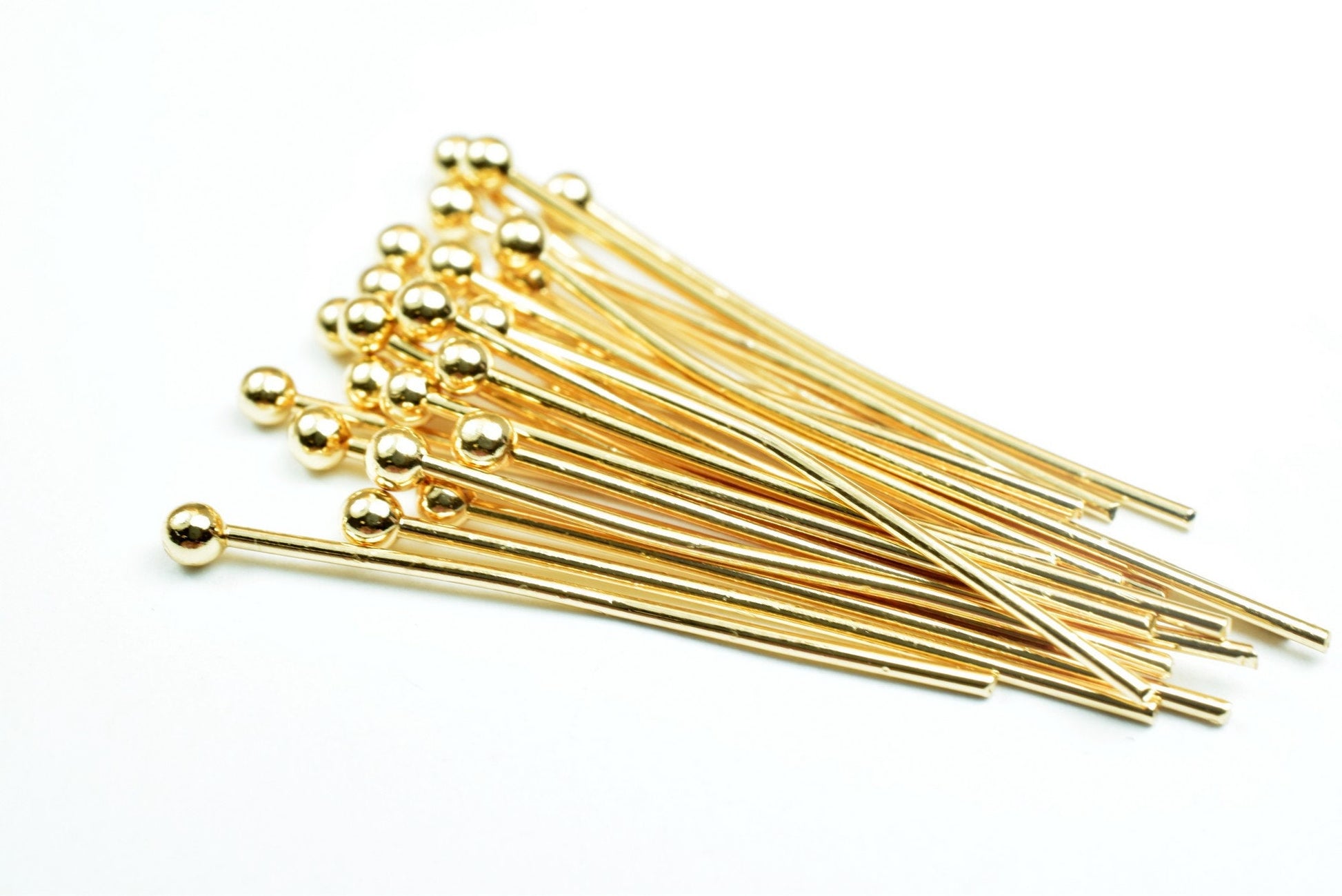 3" Inch Round Head Pin Gold Filled EP 18k 70mm thickness 1mm Ball Size 2mm 24 Gauge GF6010 jewelry making supplies