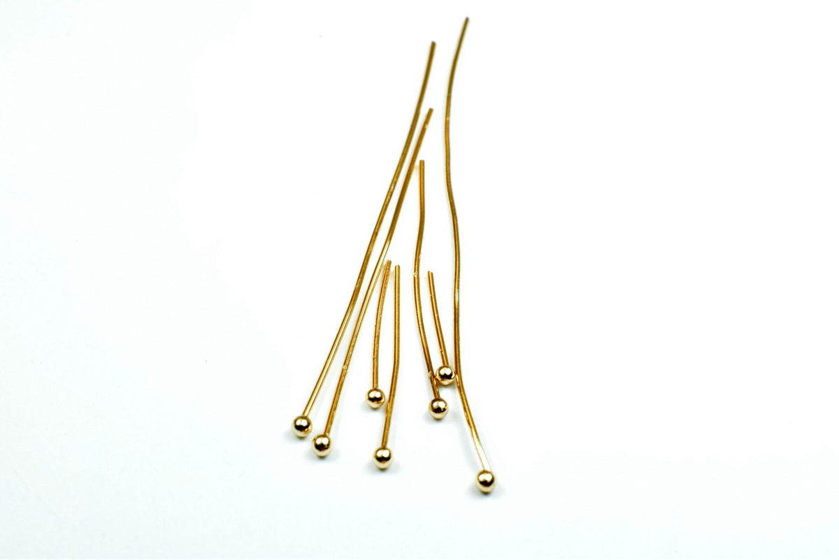 2 1/2" Inch Round Head Pin Gold Filled EP 18k thickness 1mm Ball Size 2mm GF6009 jewelry making supplies - detail image 8