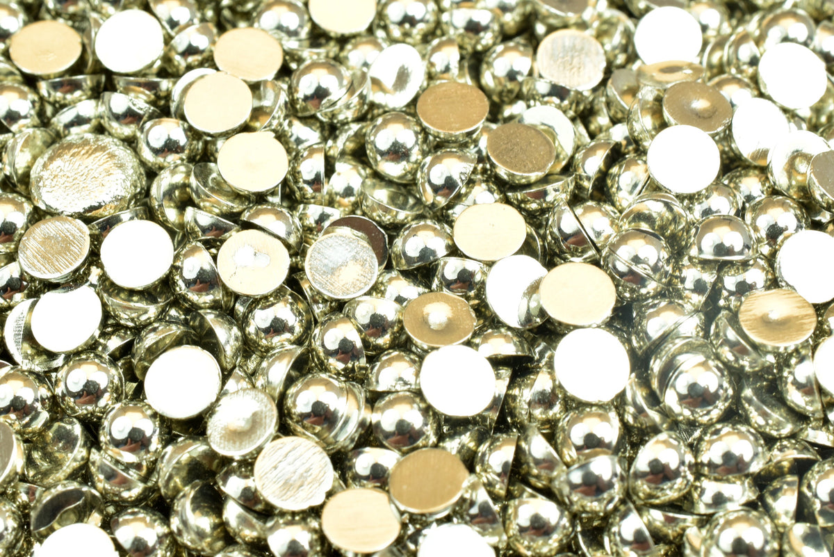 Decoden Flat Back Silver Pearls: Half Pearl Craft Beads, Mixed Sizes Acrylic Plastic (4mm to 20mm, Jewelry & Shoe Decor)