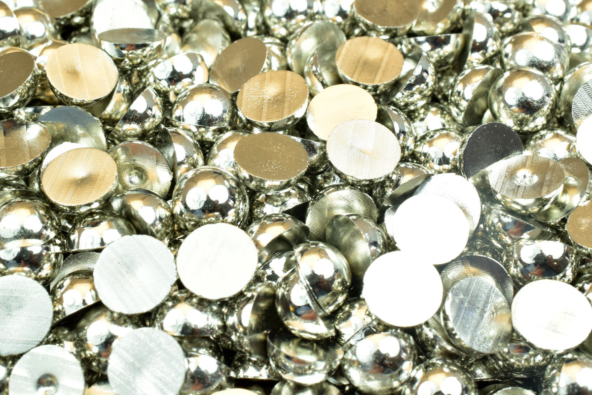 Decoden Flat Back Silver Pearls: Half Pearl Craft Beads, Mixed Sizes Acrylic Plastic (4mm to 20mm, Jewelry & Shoe Decor)