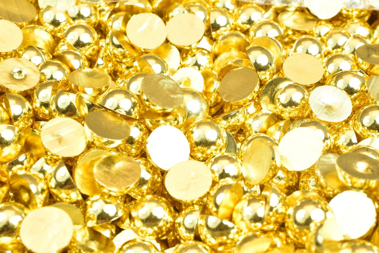 Decoden Flat Back Gold Pearls: Assorted Sizes 4-20mm - Acrylic Half Pearls, DIY Crafting, Shoe and Clothing Decoration