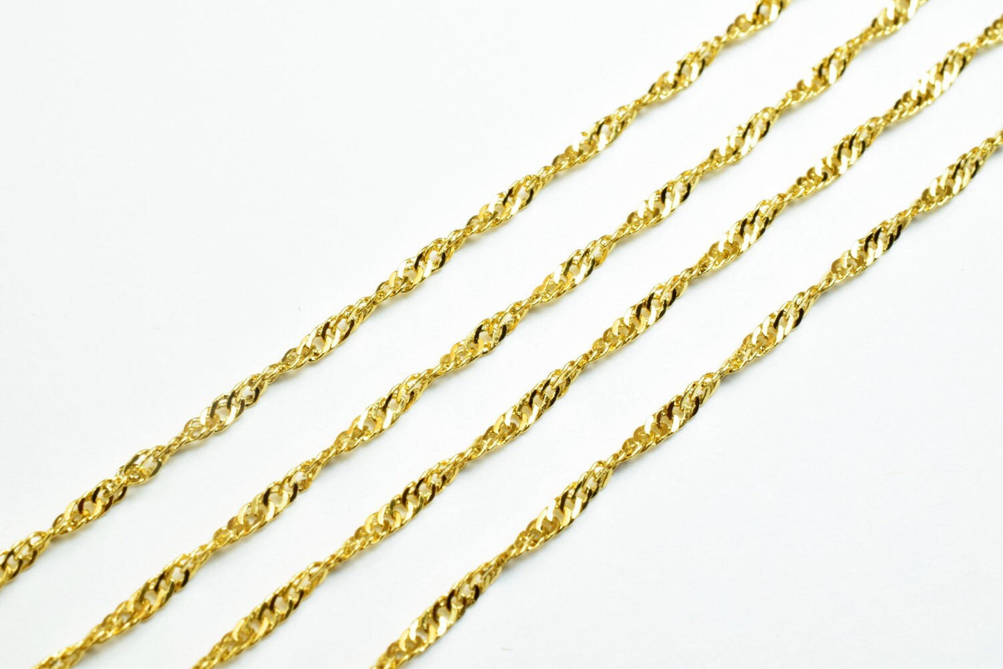 2.5mm 18K as Gold Filled* Singapore Chain 19 1/2" Inch, Thickness 0.5mm as Gold Filled* Chain Finding Chain for Jewelry Ma...