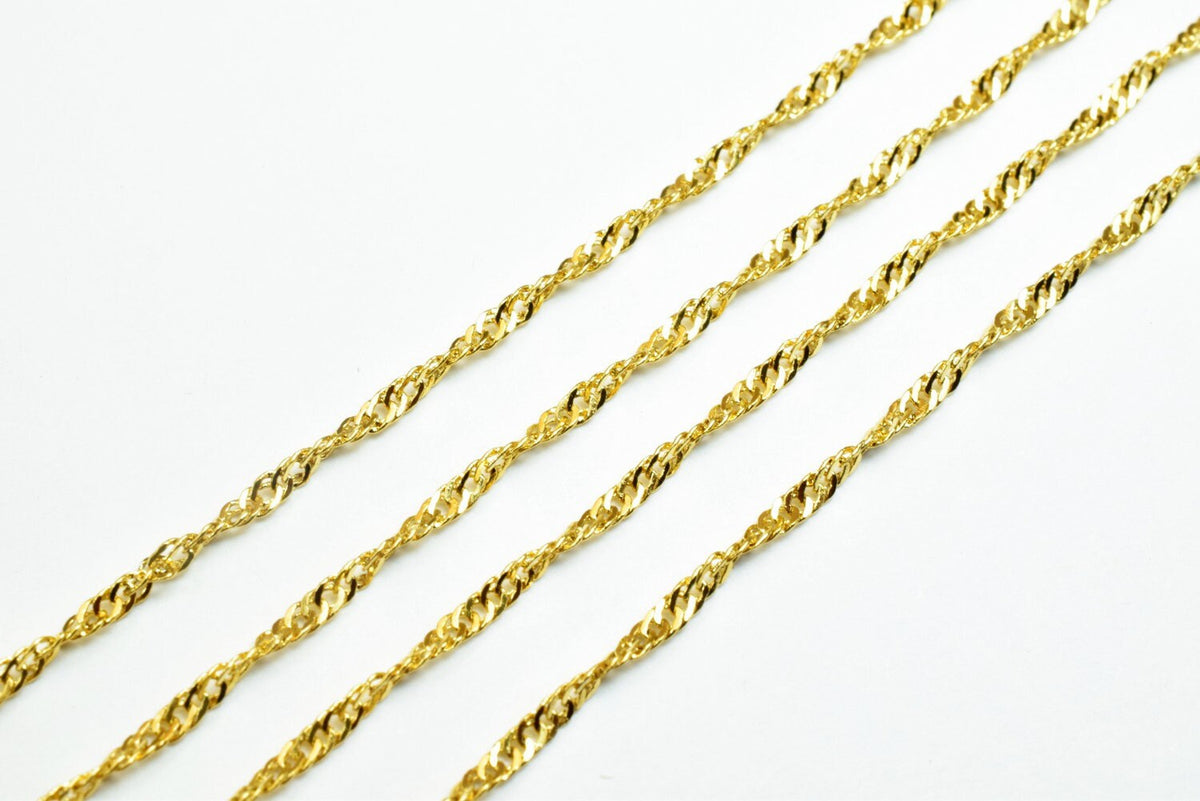 2.5mm 18K as Gold Filled* Singapore Chain 19 1/2" Inch, Thickness 0.5mm as Gold Filled* Chain Finding Chain for Jewelry Ma...